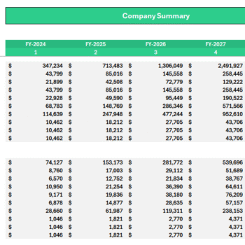 Video Agency Financial Model - Company Summary