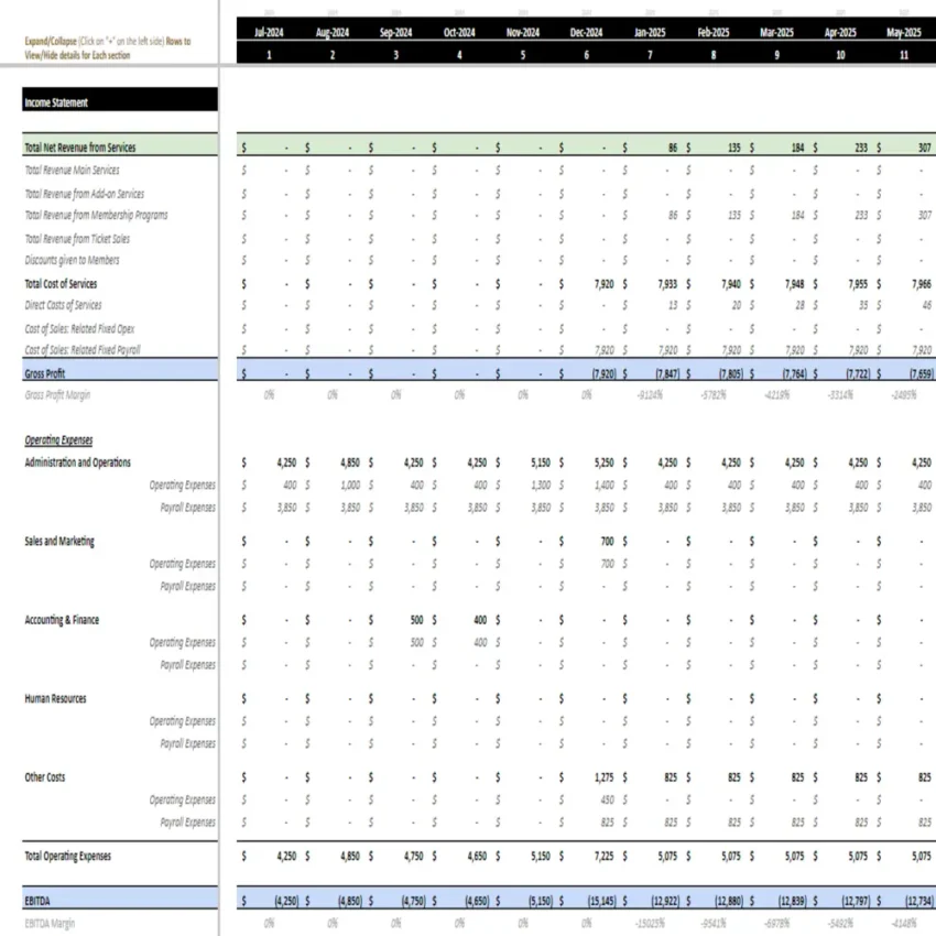 Monthly Income Statement