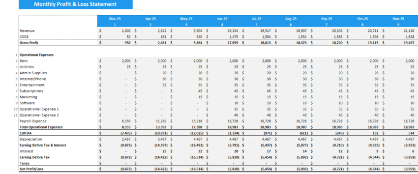 Diabetic Clinic Financial Model - Income Statement