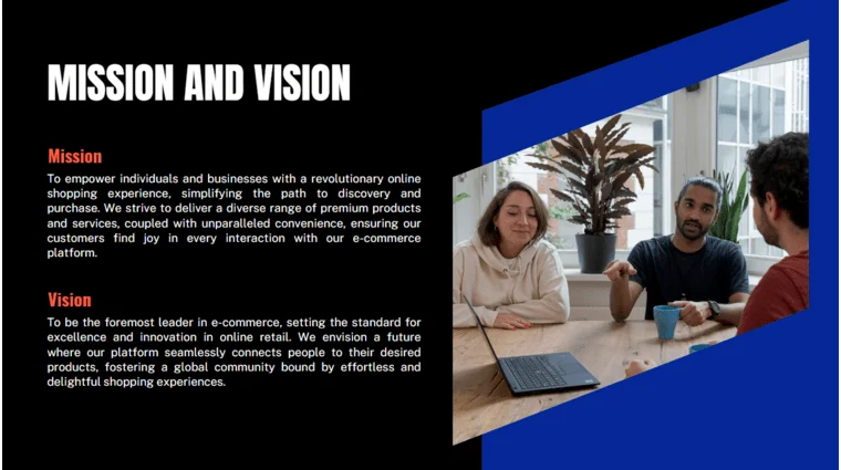E-Commerce Pitch Deck - Mission and Vision