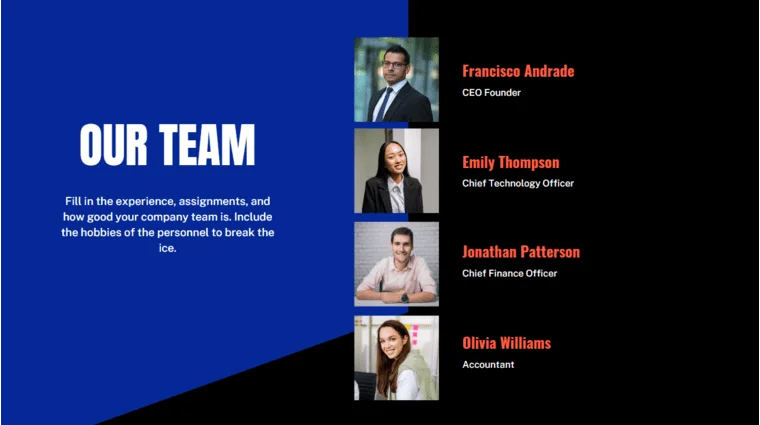 E-Commerce Pitch Deck - Our Team