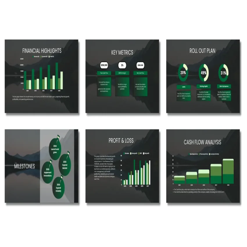 Tourism Business Pitch Deck Template - Financial Highlights - FI