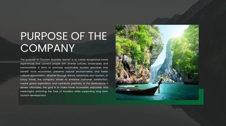 Tourism Business Pitch Deck Template - Purpose Of The Company