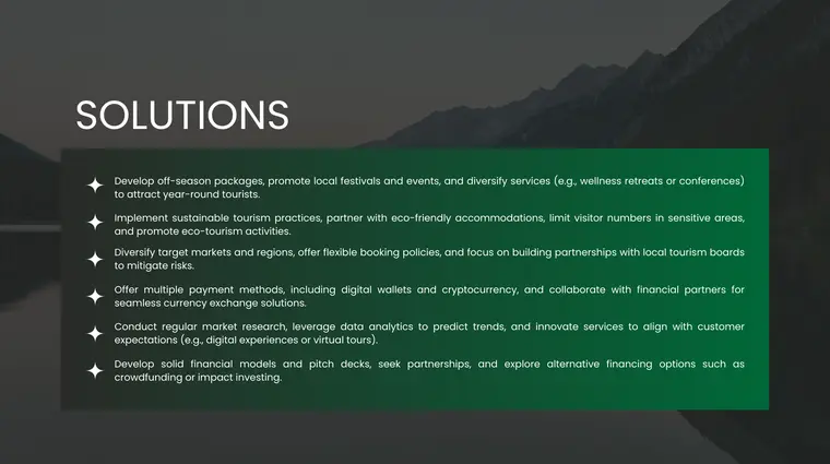 Tourism Business Pitch Deck Template - Solutions
