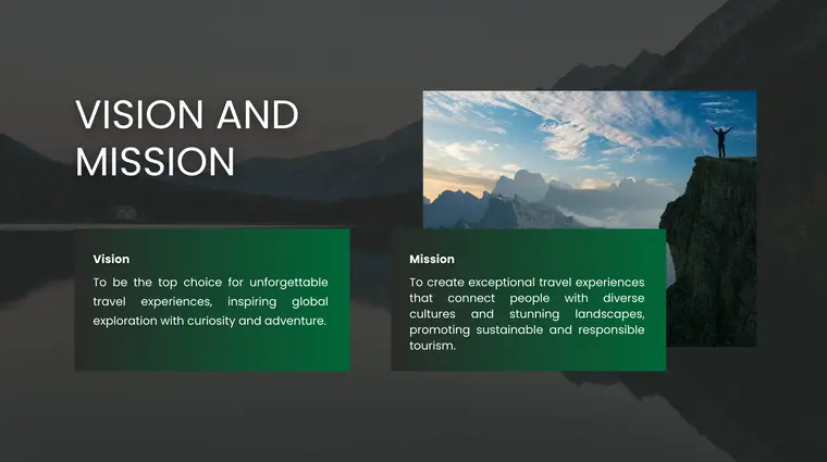 Tourism Business Pitch Deck Template - Vision & Mission