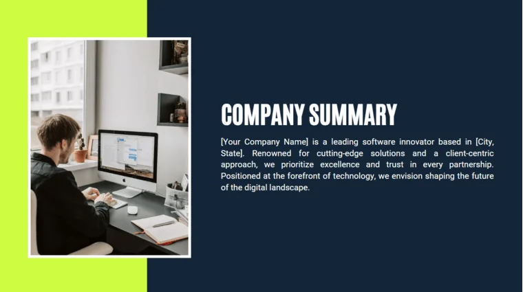 Software Pitch Deck Template - Company Summary