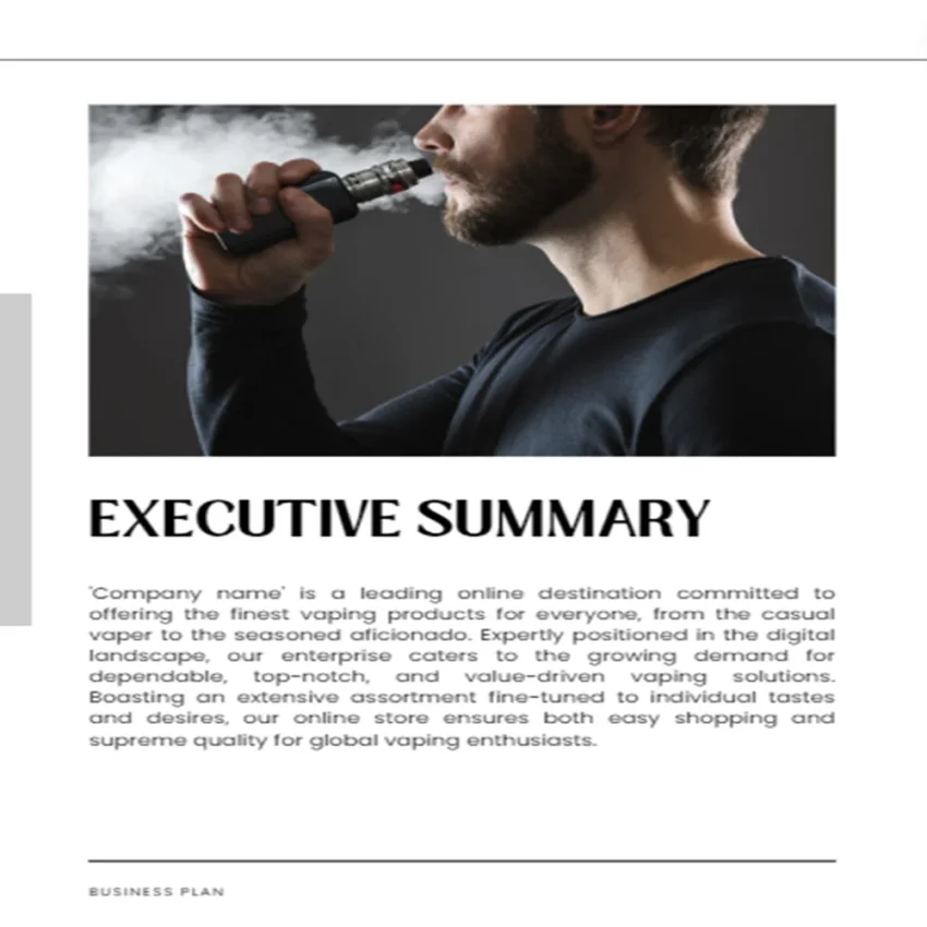 Vape Shop Business Plan Template - Executive Summary