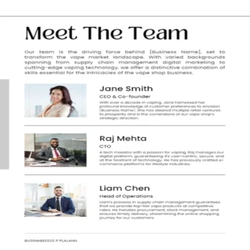 Vape Shop Business Plan Template - Meet the Team