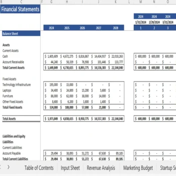 Book Subscription Excel Financial Model - Balance Sheet