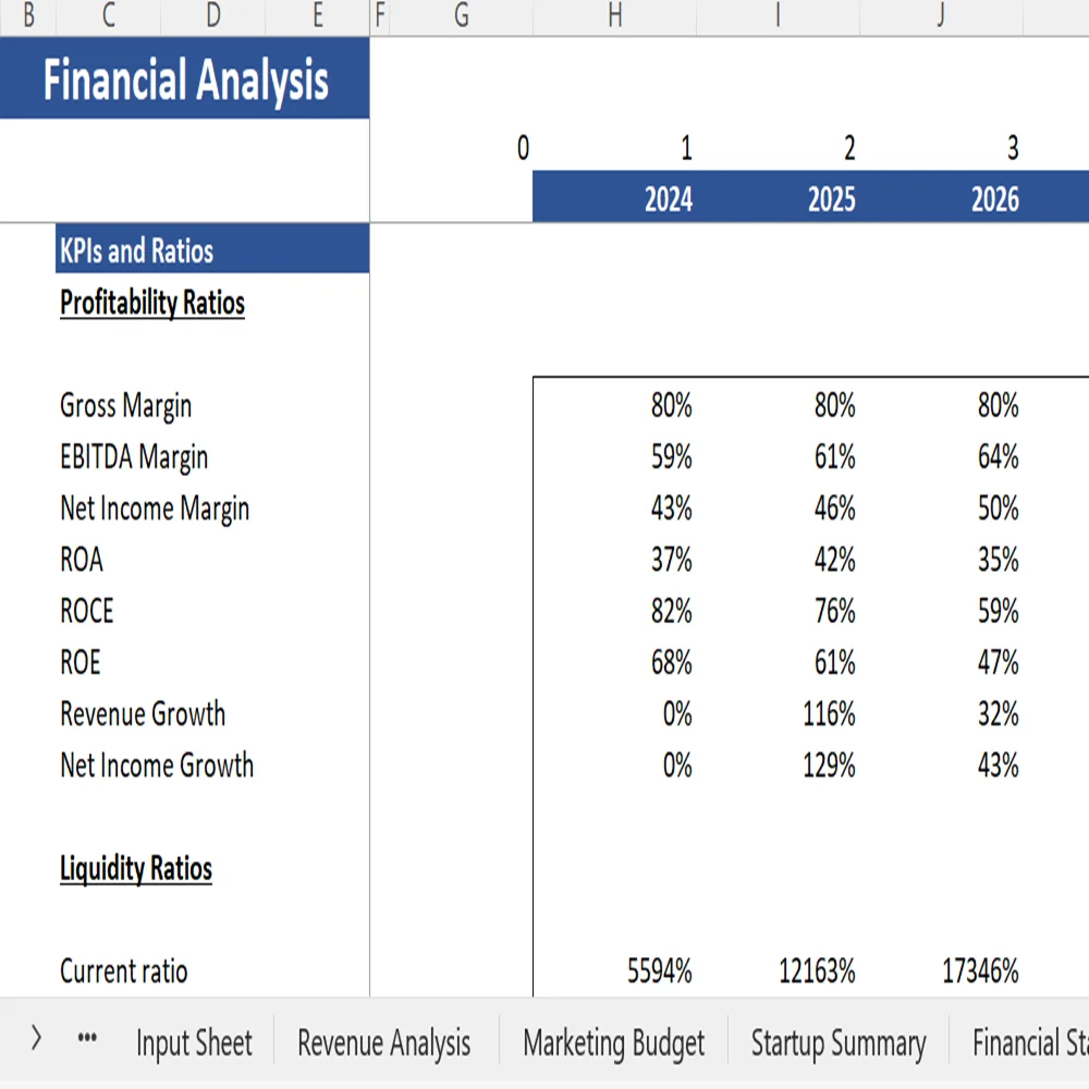 Book Subscription Excel Financial Model - KPIs and Ratios