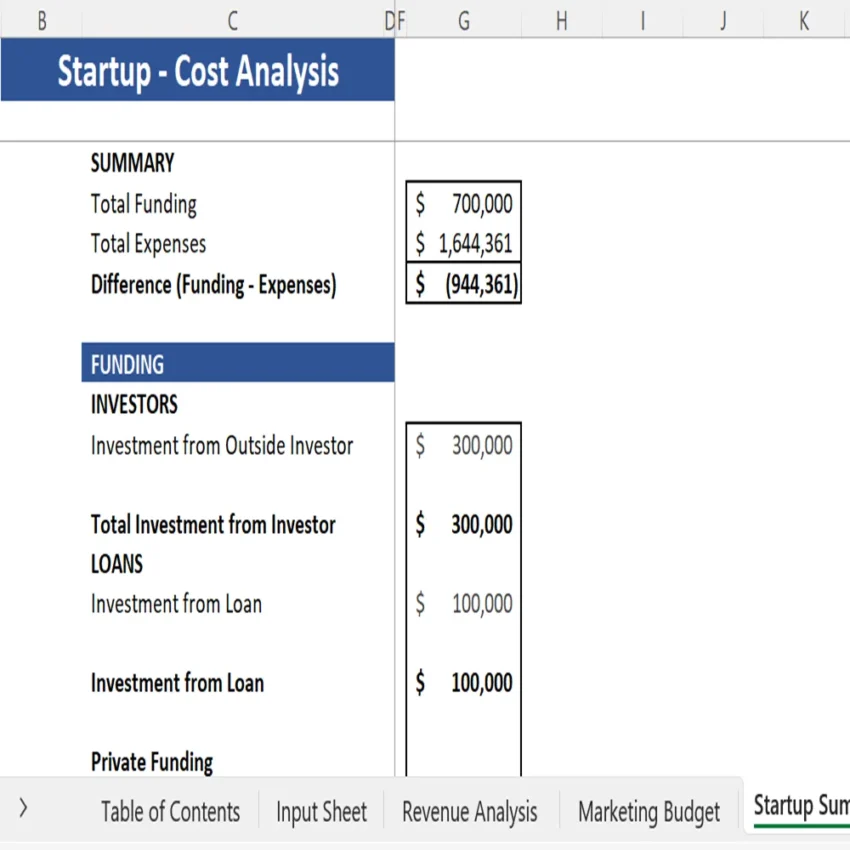 Book Subscription Excel Financial Model - Startup Summary