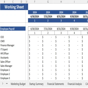 Book Subscription Excel Financial Model - Working Sheet