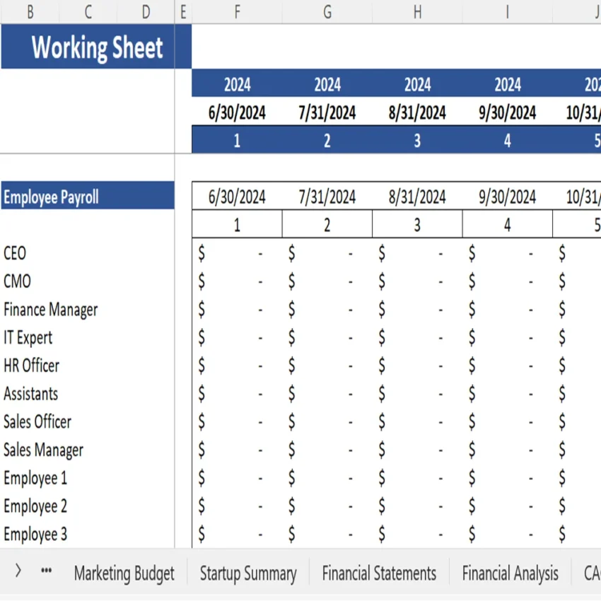 Book Subscription Excel Financial Model - Working Sheet