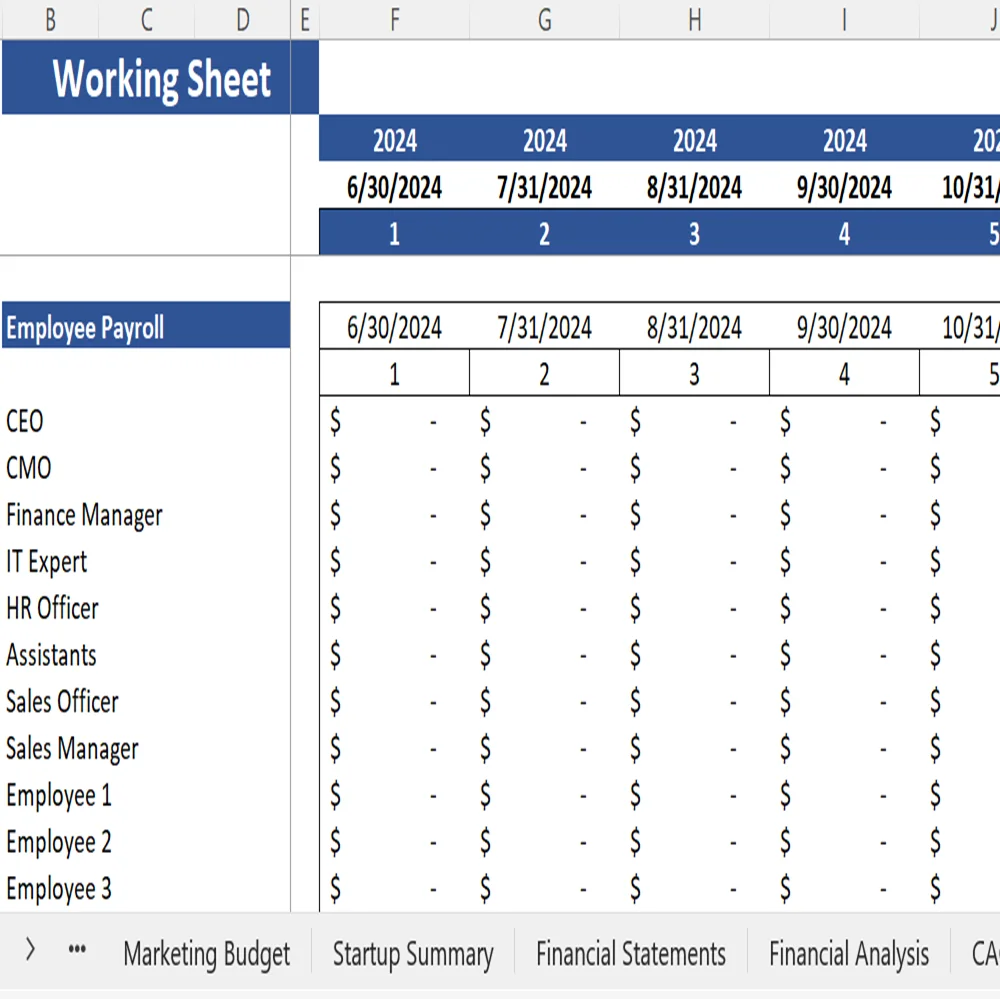 Book Subscription Excel Financial Model - Working Sheet