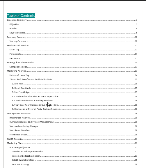 Laser Tag Gaming Center Business Plan