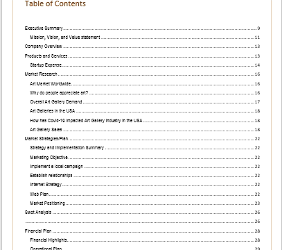 Art Gallery Business Plan