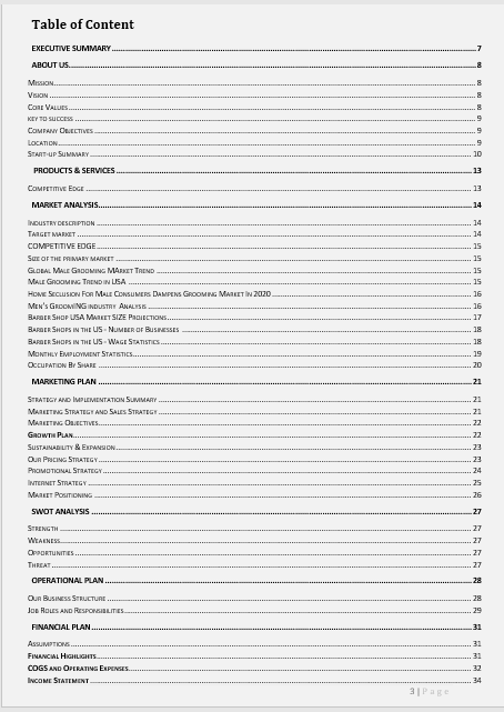Barber Shop Business Plan