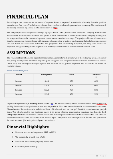 Barber Shop Business Plan