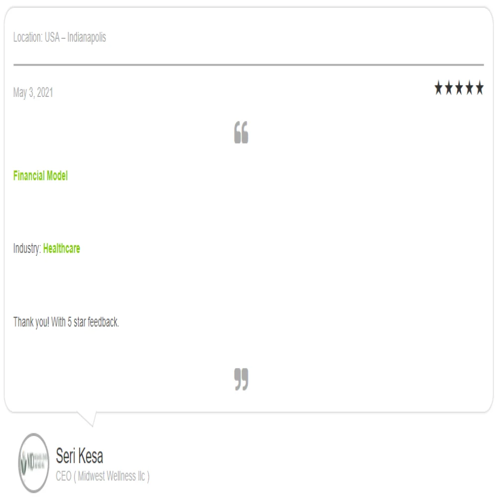 Testimonial Beauty and Health Marketplace Excel Financial Model Projection Template - Testimonial