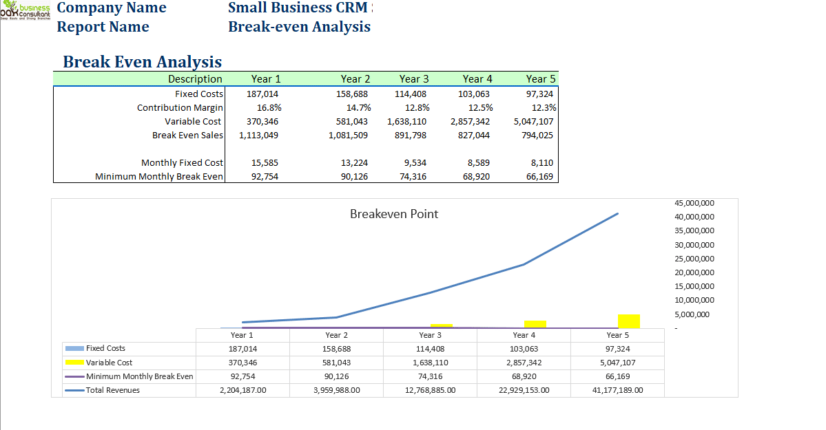 Small Business CRM Software Excel Financial Model