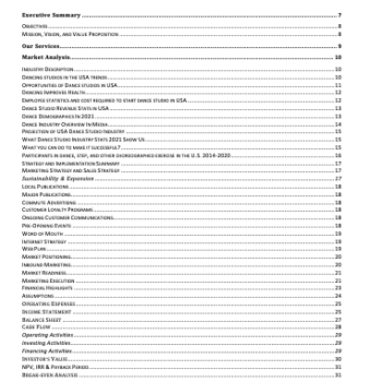 Dance studio Business Plan