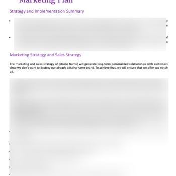 Dance studio Business Plan