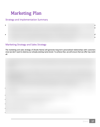 Dance studio Business Plan