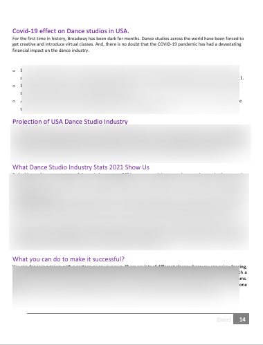 Dance studio Business Plan