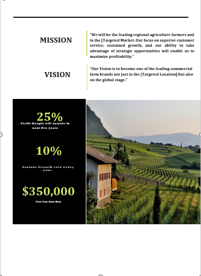 Farming and Agriculture Business Plan