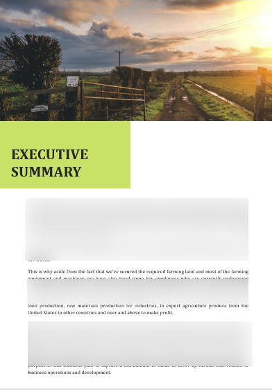 Farming and Agriculture Business Plan