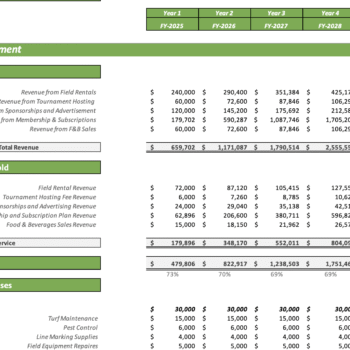 Football Field Excel Financial Model - Income Statement