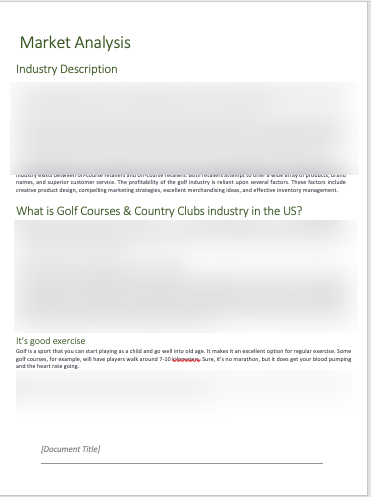 Golf Training business plan