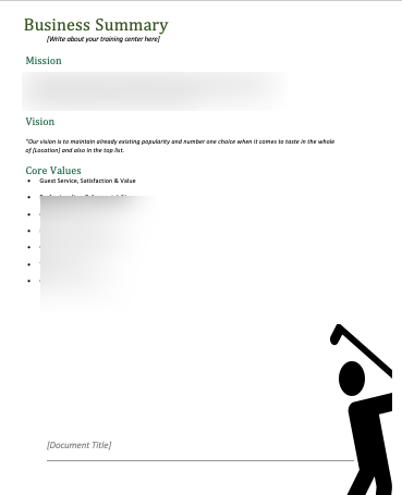 Golf Training business plan