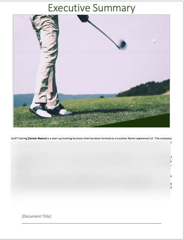 Golf Training business plan