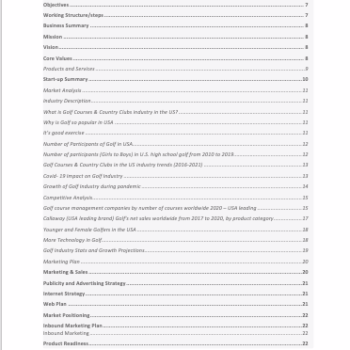 Golf Training business plan
