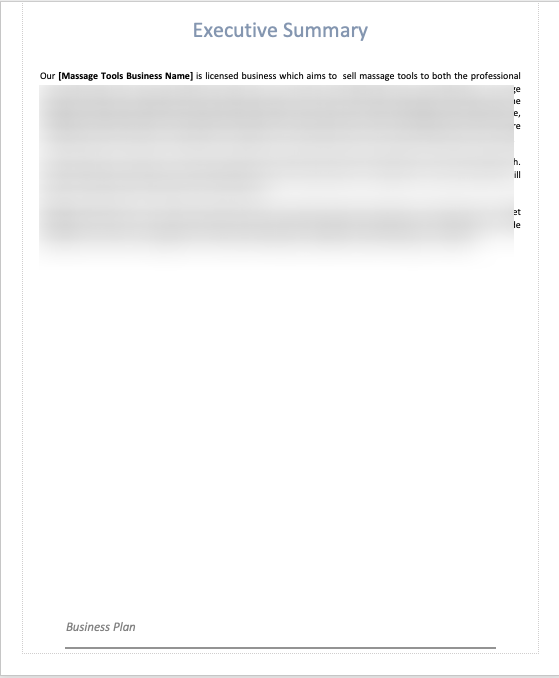 Massage Products Business Plan