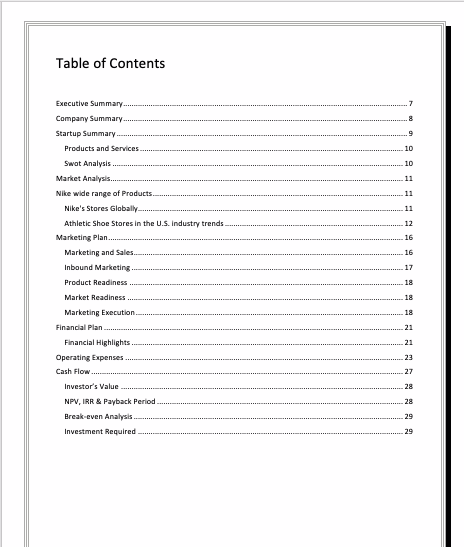 Nike Store Business Plan