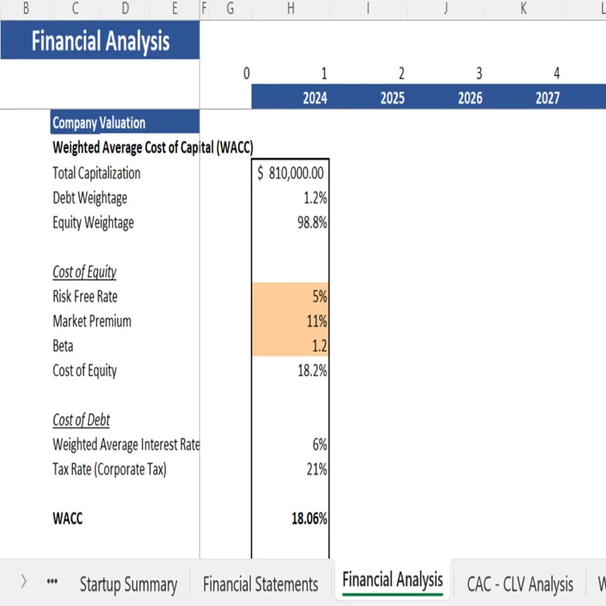 Online Service Marketplace Financial Model - Company Valuation