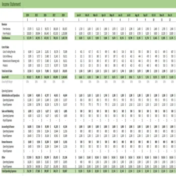 Organic Cleaning Services Financial Model - Income Statement