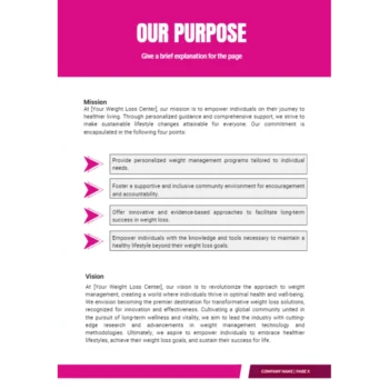 Weight Loss Center Business Plan - Our Purpose