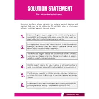 Weight Loss Center Business Plan - Solution Statement
