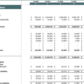 Architecture Excel Financial Model - Balance Sheet