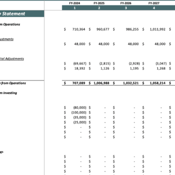 Architecture Excel Financial Model - Cashflow Statement