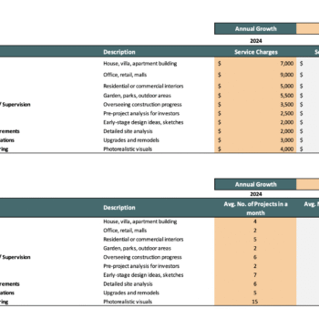 Architecture Excel Financial Model - Input Sheet