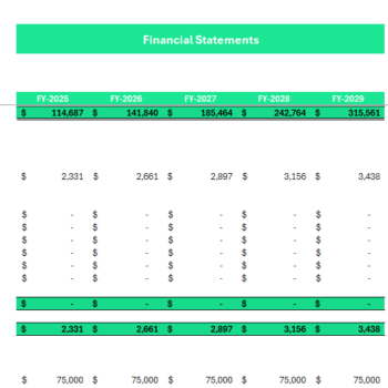Barber Shop Financial Model - Balance Sheet