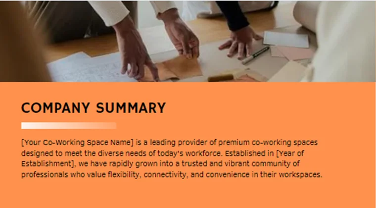 Co-Working Space Pitch Deck-Company Summary