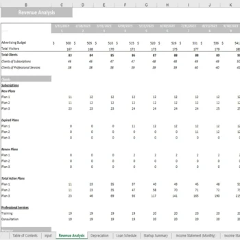 Database Excel Financial Model - Revenue Analysis