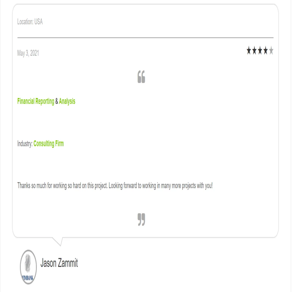 Interior Design Excel Financial Model Template - Testimonial