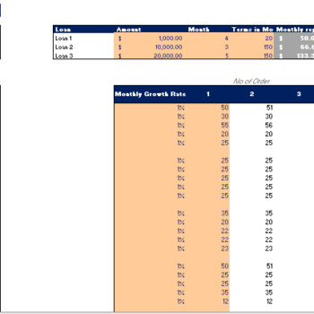 Massage Products Excel Financial model Input Sheet