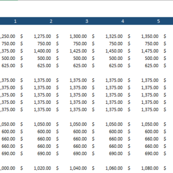 Massage Products Excel Financial Model